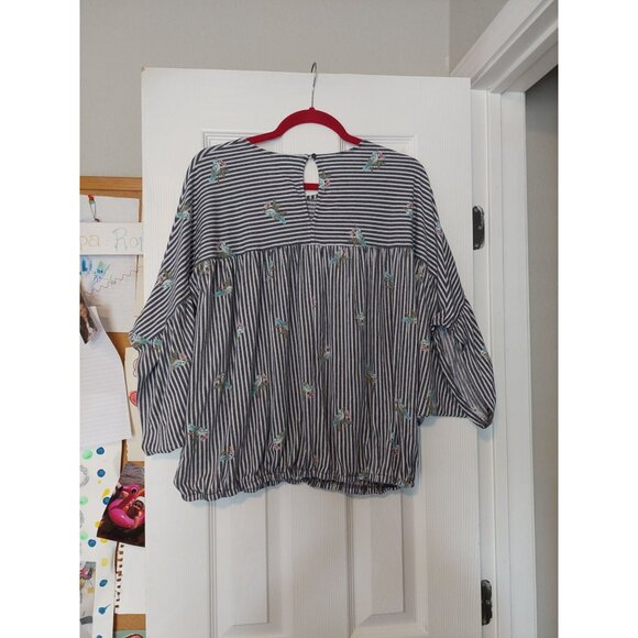 Time And Tru Womens Striped Embroidered Top XL - Picture 3 of 3